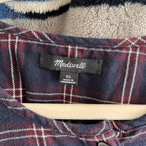 ❤️2 for $5❤️ Madewell Plaid Long Sleeve Top - Navy and Burgundy